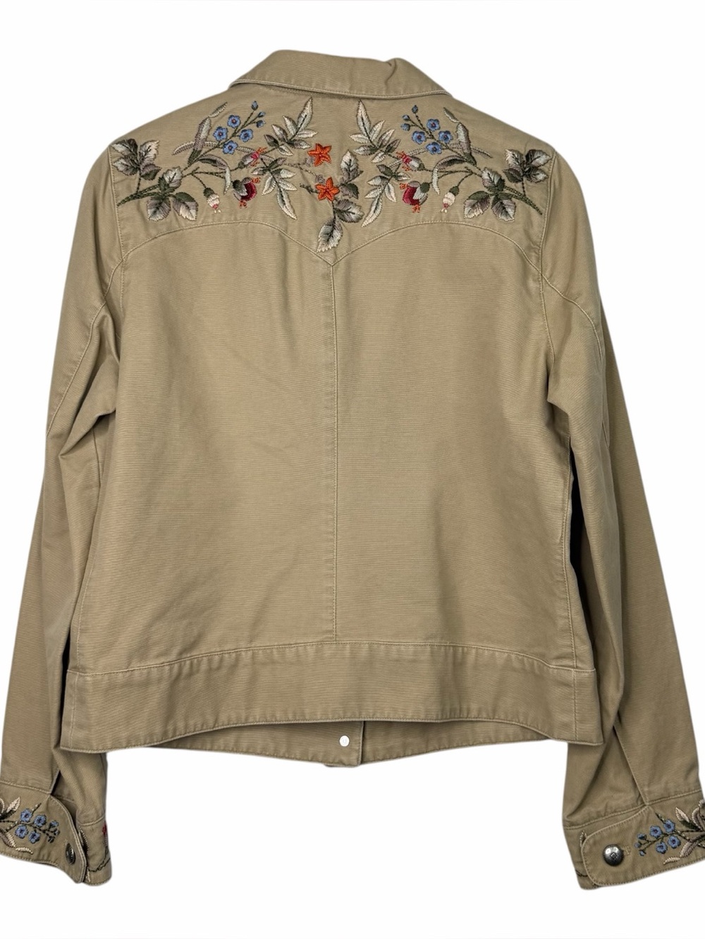 Ralph Lauren Vintage Dry Goods Co Embroidered Floral Khaki Jacket Western Boho M